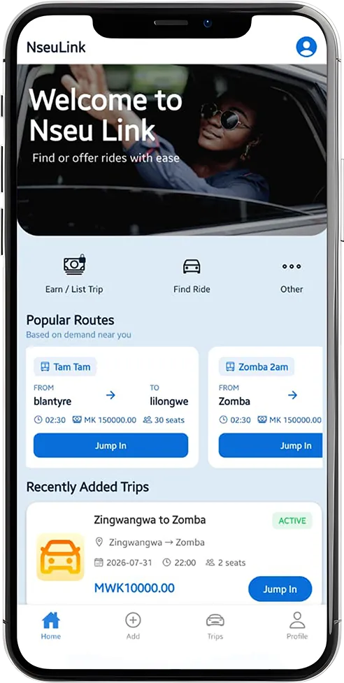 Nseu Link app interface